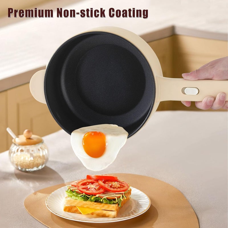 DEZIN Electric Cooker, 2L Non-Stick Sauté Pan, Rapid Noodles Cooker, Mini Pot for Steak, Egg, Fried Rice, Ramen, Oatmeal, Soup with Power Adjustment, College Dorm Room Essential(Egg Rack Included) - Image 5
